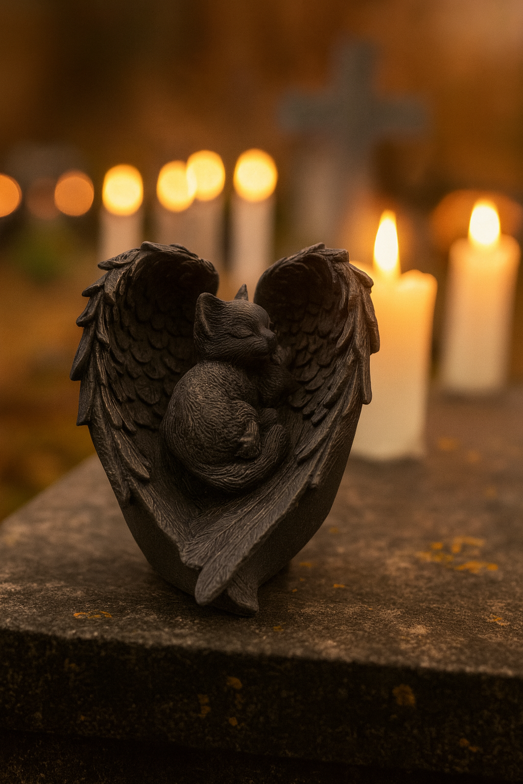 Figurka Kot Anioł symbol miłości i pamięci po pupilu czarny - obrazek 2