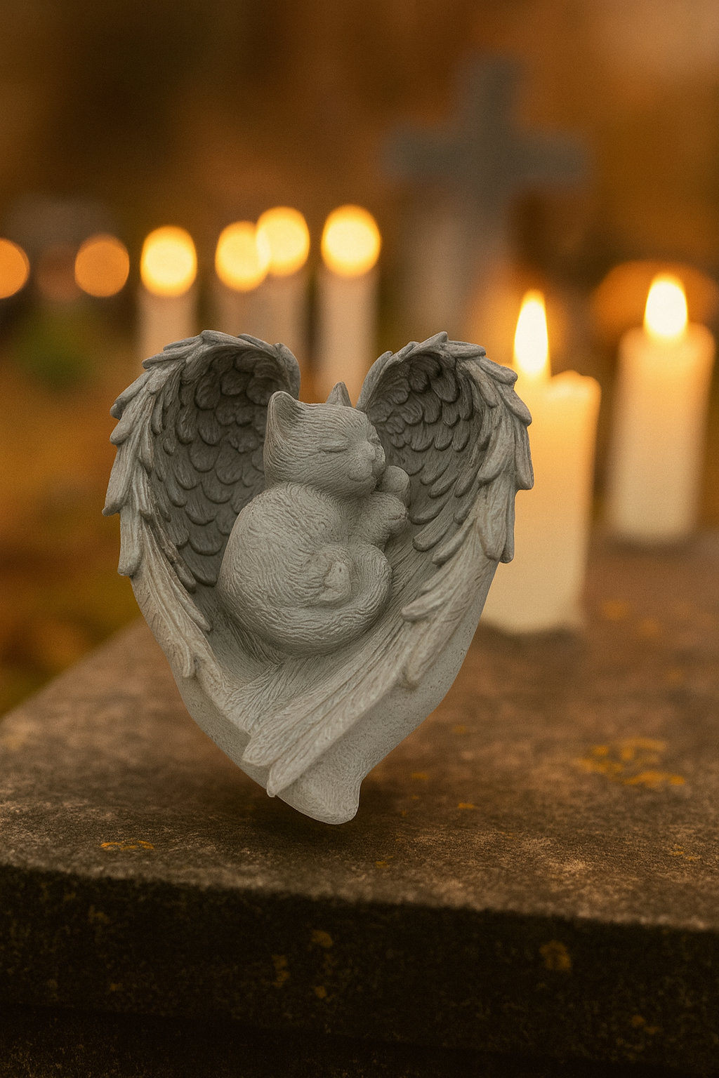 Figurka Kot Anioł symbol miłości i pamięci po pupilu szary - obrazek 2