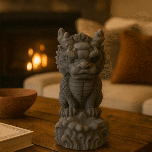 Figurka smok chiński Feng Shui szara