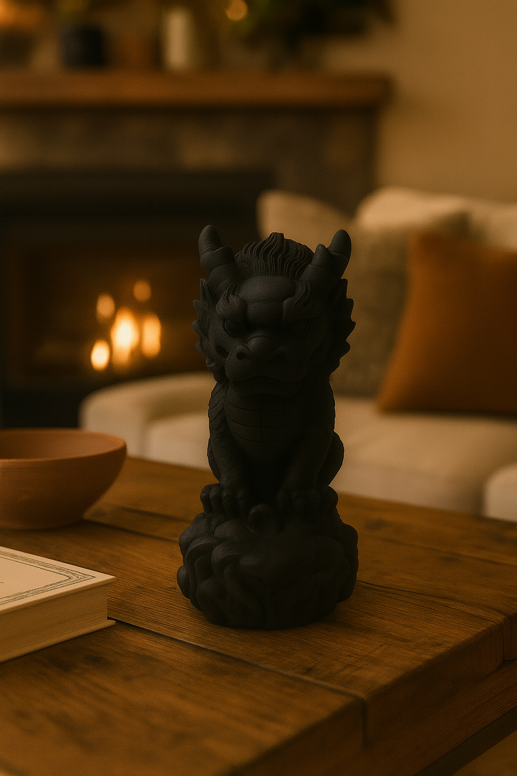 Figurka smok chiński Feng Shui czarna - obrazek 2