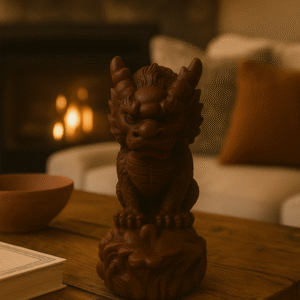 Figurka smok chiński Feng Shui brązowa