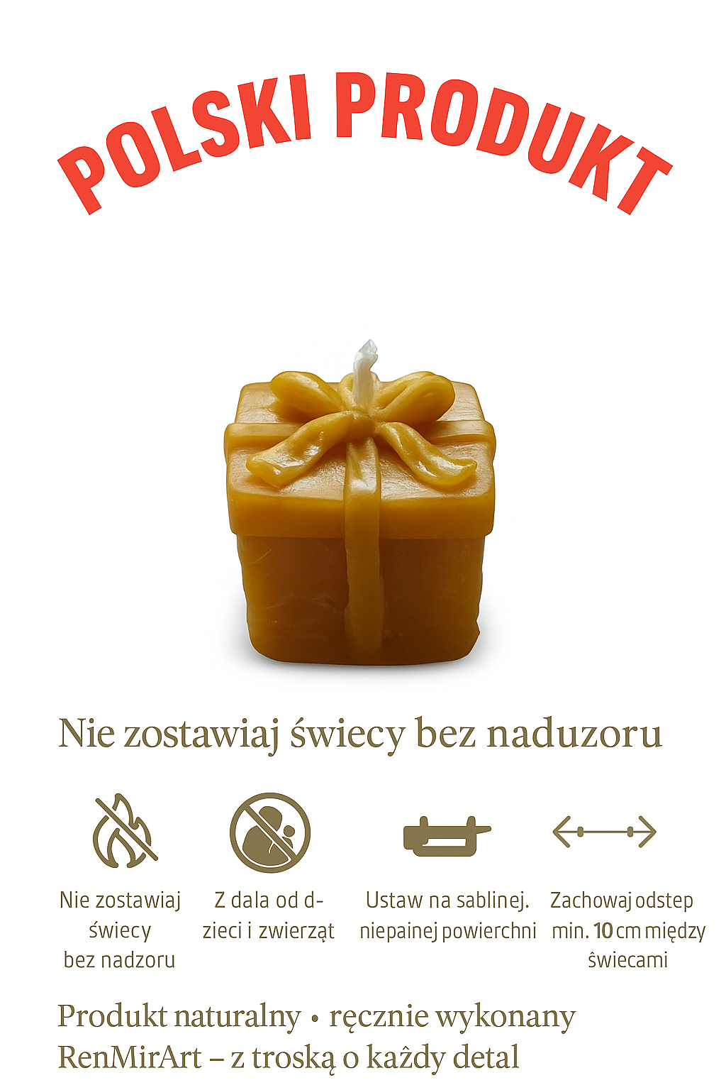 „Prezent od natury” – świeca z naturalnego wosku pszczelego RenMirArt - obrazek 2