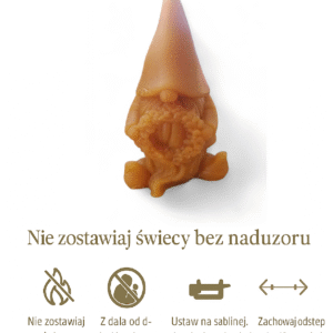 „Świąteczny krasnal” – świeca z naturalnego wosku pszczelego RenMirArt