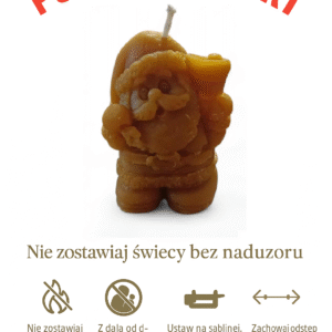 „Świąteczny Mikołaj” – świeca z naturalnego wosku pszczelego RenMirArt