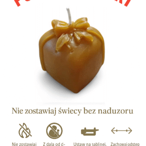 Świeca z wosku pszczelego SERCE – ręcznie robiona RenMirArt