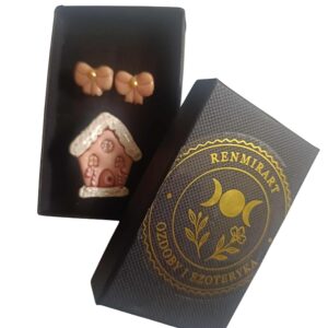 Zestaw Świąteczny – Broszka Domek + Kolczyki Kokardki